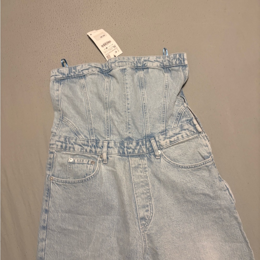 Zara Light Blue Denim Jumpsuit